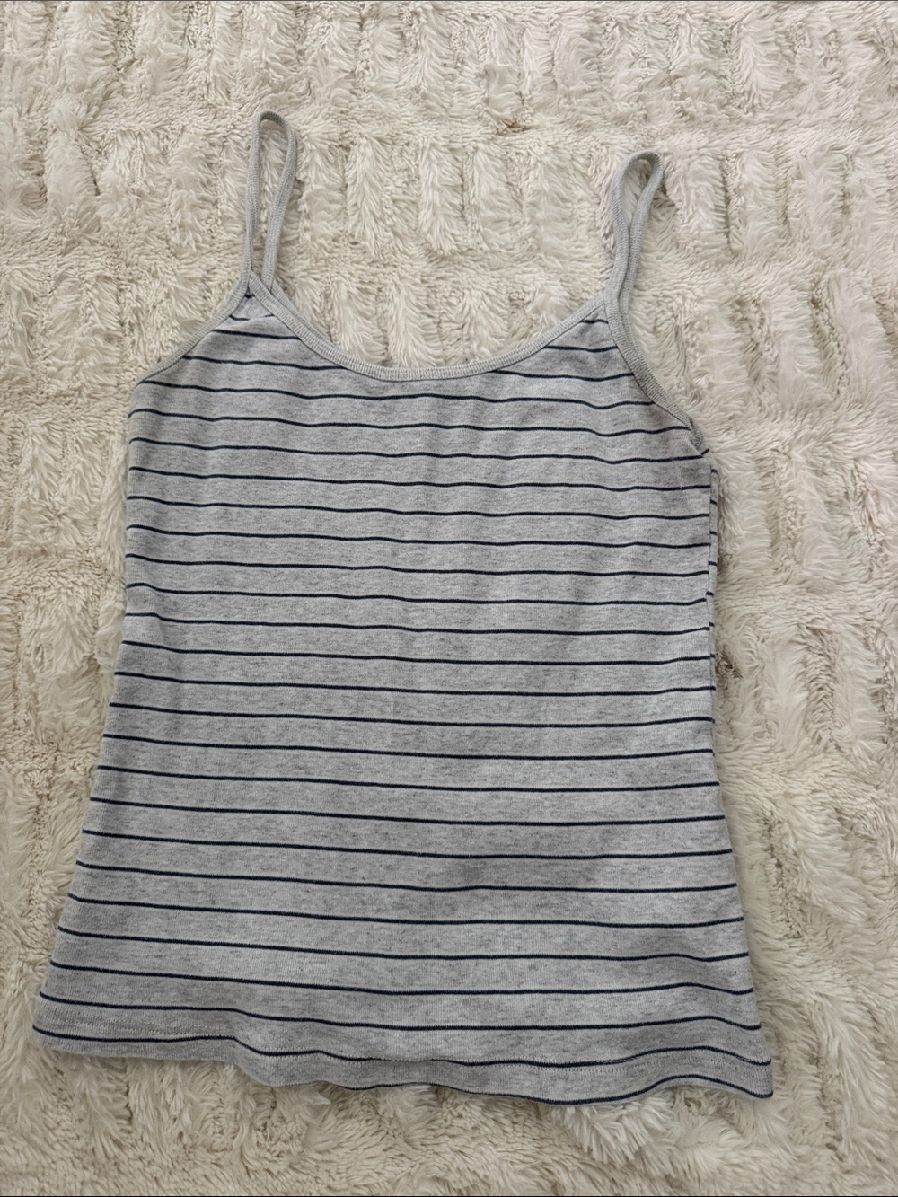 Brandy Melville Gray Tank with Navy Stripes